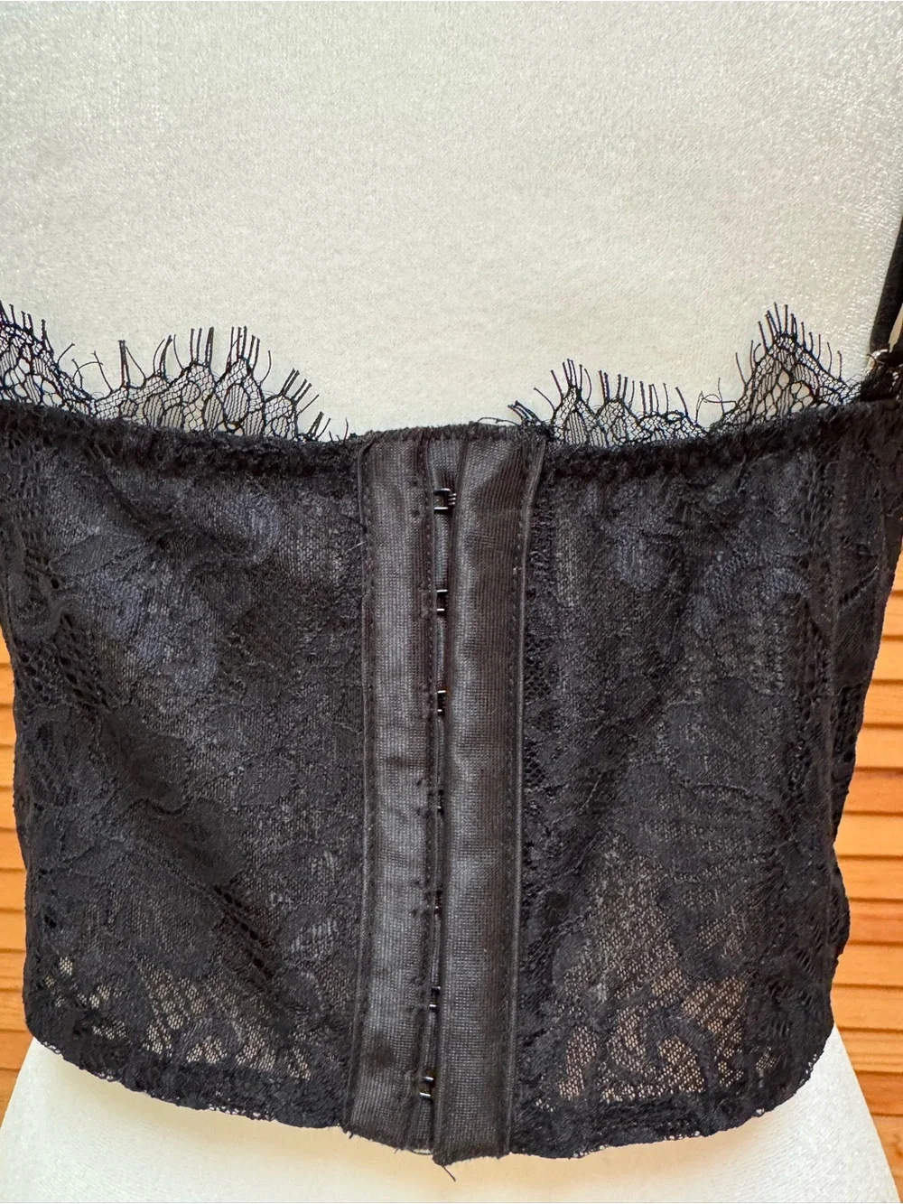 Intimately Free People Black Floral Lace Corset Bustier Cami Top Y2K Goth